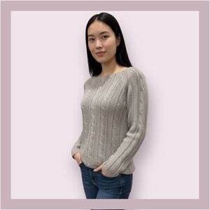 J. Crew Gray Mohair and Wool Blend Cable Knit Sweater